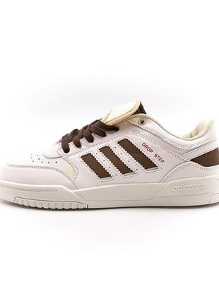 Стильные мужские кроссовки adidas drop step low white brown белые с коричневым2 фото