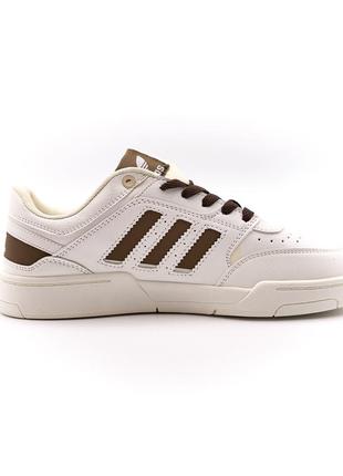 Стильные мужские кроссовки adidas drop step low white brown белые с коричневым7 фото