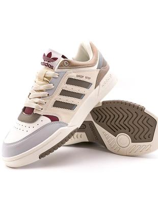 Класні чоловічі кросівки adidas drop step low white beige multicolour бежеві з кольоровими вставками