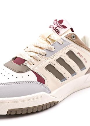 Классные мужские кроссовки adidas drop step low white beige multicolour бежевые с цветными вставками6 фото