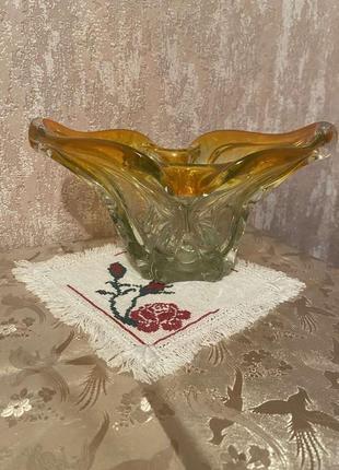 Винтажная стеклянная ваза 1966-1970 р