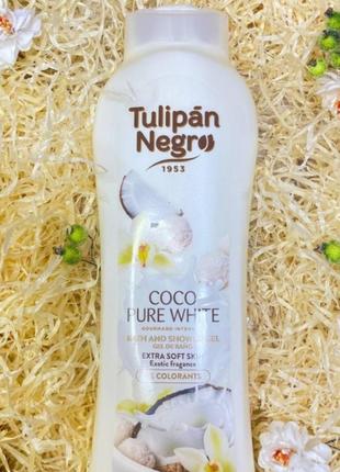 Гель для душу tulipan negro white coconut shower gel, 650 мл3 фото