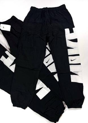 Спортивные нейлоновые брюки nike с подкладкой черные с надписью найк s, m, l, xl3 фото