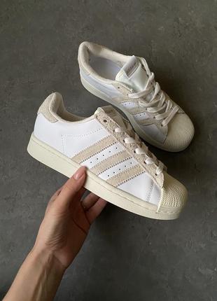 Женские кроссовки adidas superstar white beige 36-37-38-39-40-41