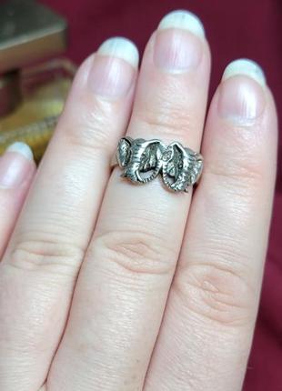 Кольцо слоны серебро серебряное3 фото