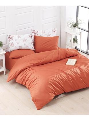 Полуторный комплект премиального качества туречки 🇹🇷 ткань ранфорс оранжевого цвета