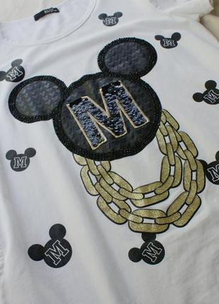 Модная удлиненная футболка оверсайз актуальный принт mickey mouse2 фото