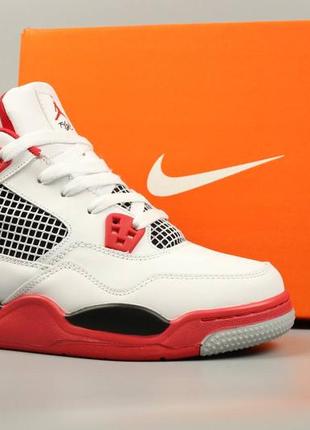 Кроссовки найк эер джордан nike air jordan 4 retro white red fur