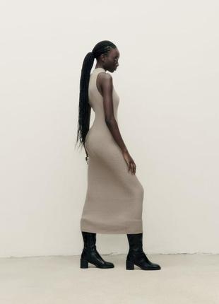 Базова сукня в рубчик від zara , бежева сукня міді, в наявності ✅6 фото