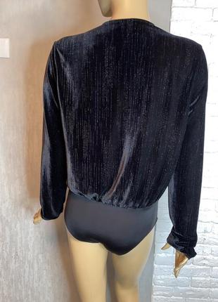 Велюровое боди с блестками боди с шикарным декольте комбидресс zara, m