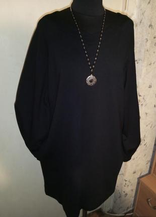 Трикотажное-стрейч,плотное платье-туника с карманами и пышным рукавом,zara1 фото