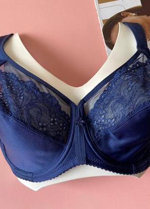 95е синій мереживний бюстгальтер великих розмірів без поролону