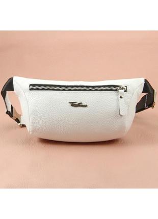 Поясна сумка шкіряна бананка tom stone 123 w біла
