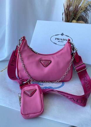 Женская сумка prada mini pink люкс качество1 фото