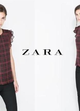 Летить блузочка від незрівнянної zara модна забарвлення в клітинку3 фото