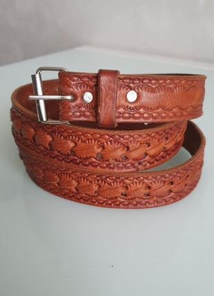 Мужской кожаный ремень ручной работы, 105 см