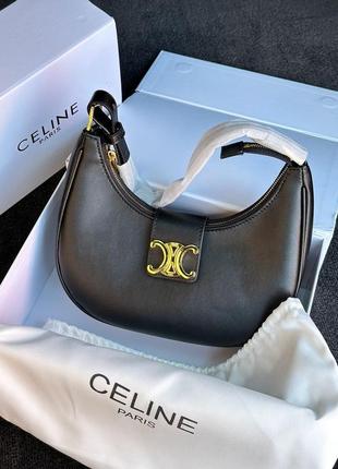 Сумка клатч premium celine ava triomphe soft bag in smooth calfskin black