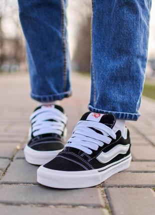 Текстильные кеды vans knu skool, black and white5 фото