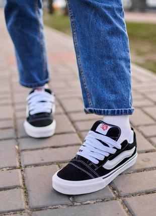 Текстильные кеды vans knu skool, black and white7 фото