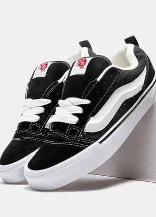 Текстильные кеды vans knu skool, black and white