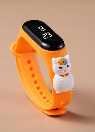 Годинник (помаранчевий ремінець з білим котиком)