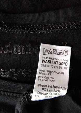 Р 12 / 46-48 черная базовая футболка с длинным рукавом лонгслив хлопок трикотаж m&s5 фото