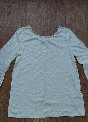 Блуза хлопковая с рукавом-воланом из прошвы2 фото