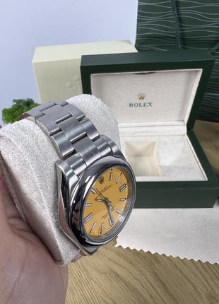 Часы rolex oyster perpetual stell 41mm “yellow”7 фото