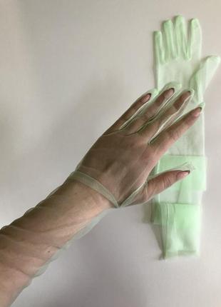 7-21 фатинові довгі рукавички однотонні фатиновые перчатки2 фото