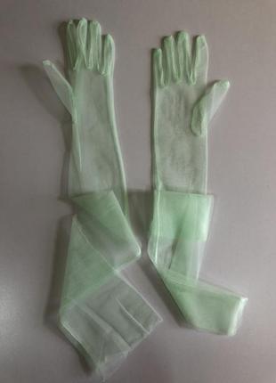 7-21 фатинові довгі рукавички однотонні фатиновые перчатки5 фото