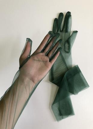 7-21 фатинові довгі рукавички однотонні фатиновые перчатки4 фото