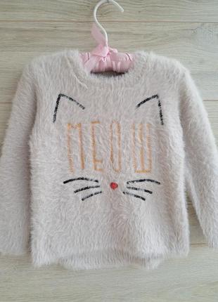 Пушистый свитер с котиком matalan 3-4г