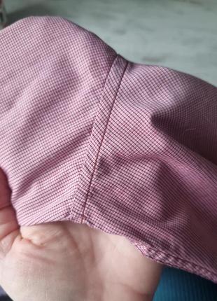 Брендовая хлопковая топовая базовая клетчатая розовая мужская casual кежуал рубашка в клетку pierre cardin m8 фото