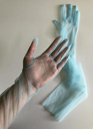 7-21 фатинові довгі рукавички однотонні фатиновые перчатки4 фото