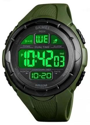 Часы наручные мужские skmei 1656gn army green, часы наручный электронный тактический цвет: