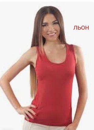 Футболка без рукава льон терракотового кольору