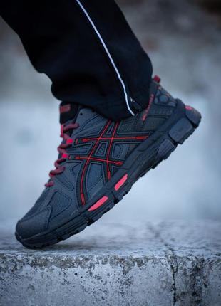 Мужские кроссовки черные с серым и краснымиasics gel-kahana 8 dark grey black/red6 фото