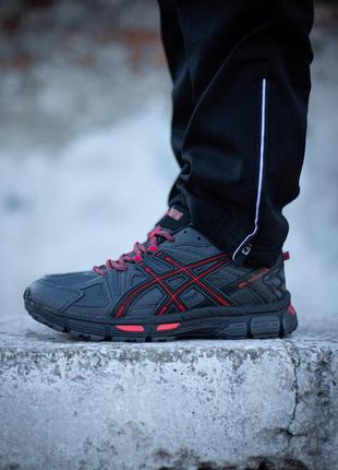 Мужские кроссовки черные с серым и краснымиasics gel-kahana 8 dark grey black/red8 фото