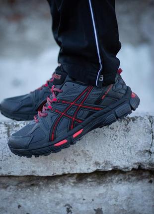 Чоловічі кросівки чорні з сірим та червоними asics gel-kahana 8 dark grey black/red