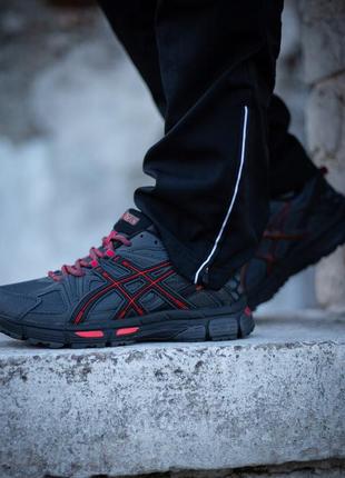 Мужские кроссовки черные с серым и краснымиasics gel-kahana 8 dark grey black/red9 фото