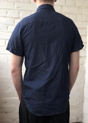 Темносиня джинсова сорочка з коротким рукавом topman3 фото