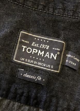 Темносиня джинсова сорочка з коротким рукавом topman4 фото