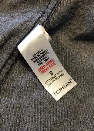 Темносиня джинсова сорочка з коротким рукавом topman5 фото