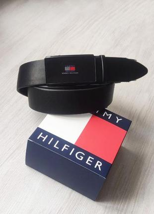 Мужской ремень mommy hilfiger черный на подарок2 фото