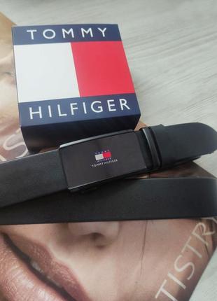 Чоловічий ремінь tommy hilfiger чорний на подарункок