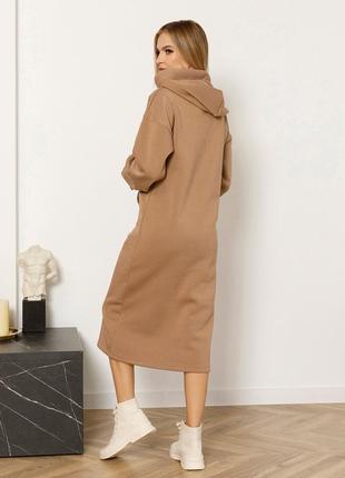 Бежевое утепленное флисом платье-толстовка, размер xxl3 фото