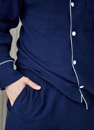 Мужской домашний костюм-пижама из муслина6 фото
