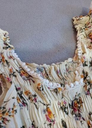Довга сукня міді в квіти резинка мереживо3 фото