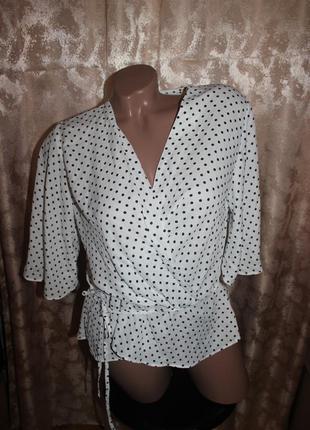 Блуза біла в горошок new look