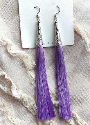 Серьги Tassel шелковистые кисточки 15 см, кисти, кисточки